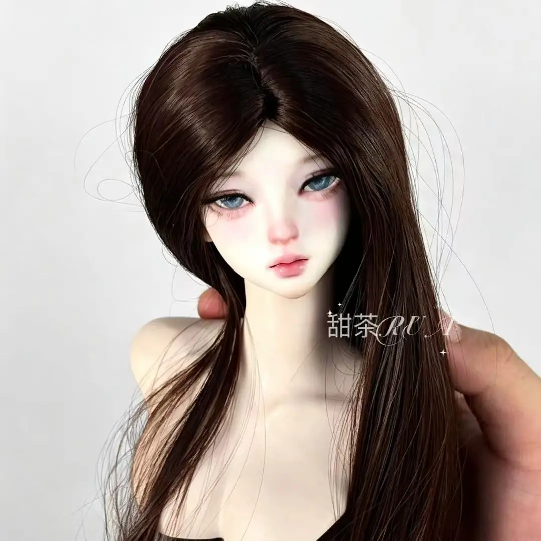 New 1/3 1/4 1/6 BJD Doll Dark Brown Wig Fashion High Temperature Silk Trimmable Hair Cover Dress up BJD Doll Accessories No Doll