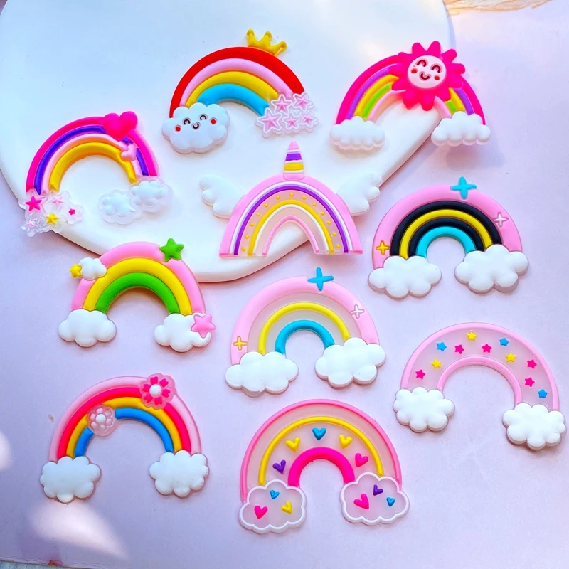 20pcs 귀여운 투명 한 만화 크리스마스 장식 레인 보우 PVC 유연한 접착제 플랫 다시 DIY 스크랩북 꾸밈 전화 공예