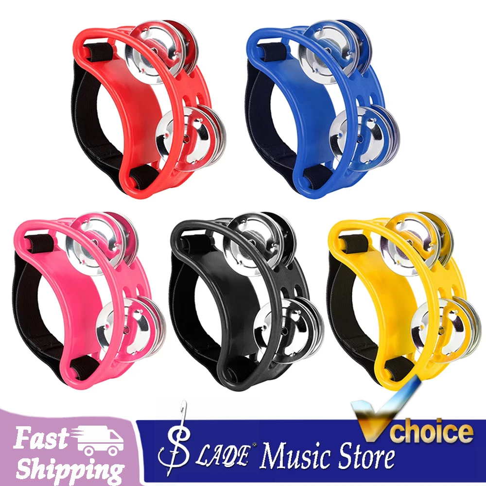 Mini-Fußtambourin mit Metallglöckchen, tragbares Percussion-Instrument, Box-Trommel-Begleiter, Musikspielzeug in Regenbogenfarben, Becken