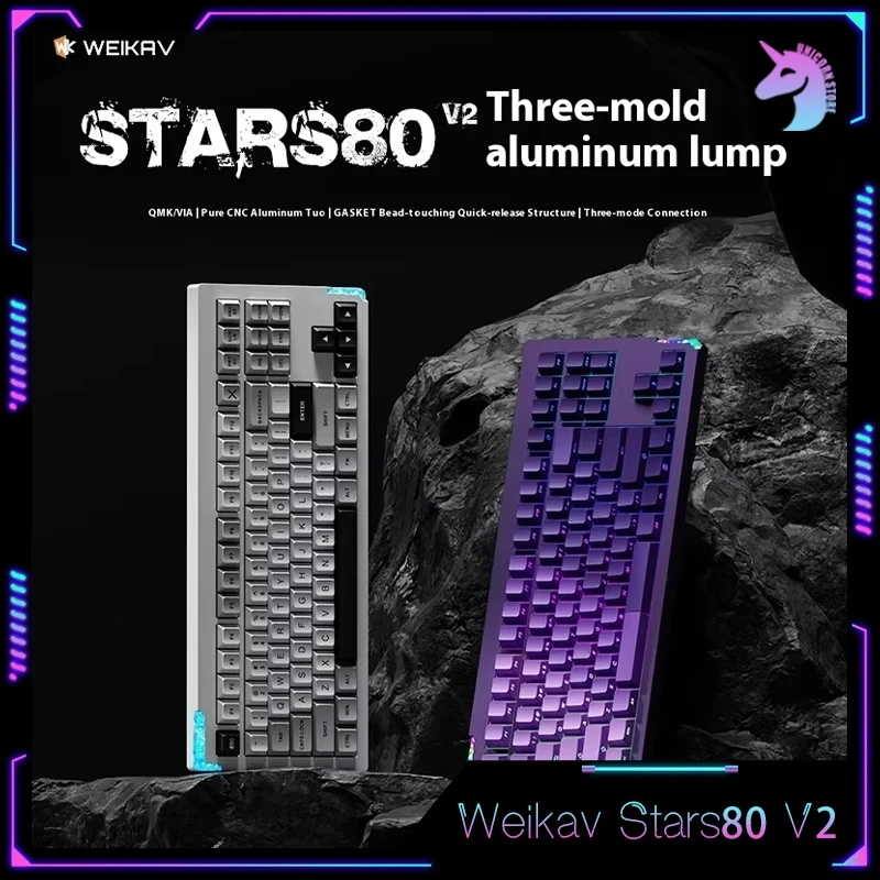 Weikav Stars80 V2 Mechanical Keyboard Kit 3Mode 2.4G Wireless Bluetooth Keyboard Customized Support Rgb Qmk/Via Accessories Gift