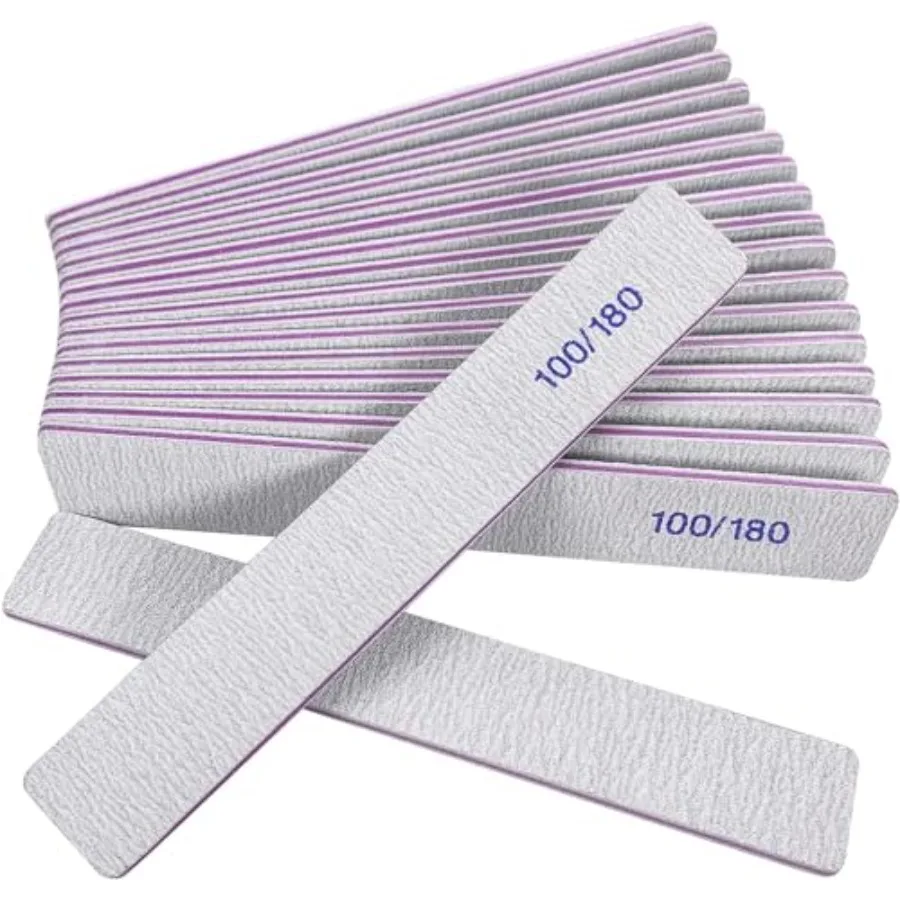 Nail Files 12 Pack,100/180 Grit Emery Boards Nail File for Natural Nails and Acrylic Nails, Double Sided Emory Boards limas par