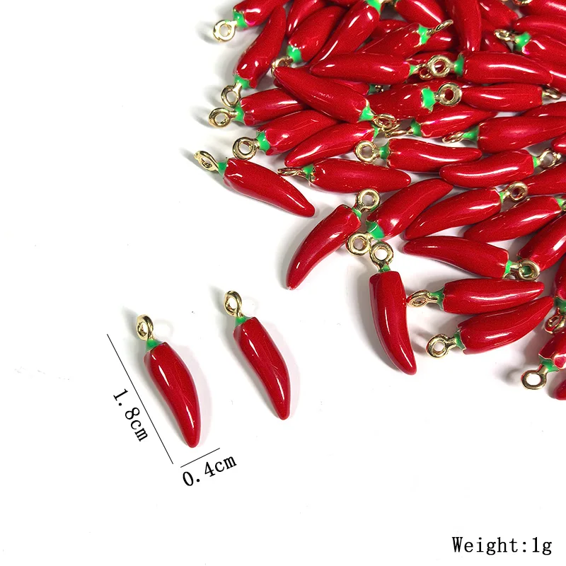 50 قطعة/الحزمة السائبة بالجملة الفلفل الأحمر سبائك المينا سحر مقلد الخضار سوار القرط قلادة DIY بها بنفسك صنع المجوهرات #5