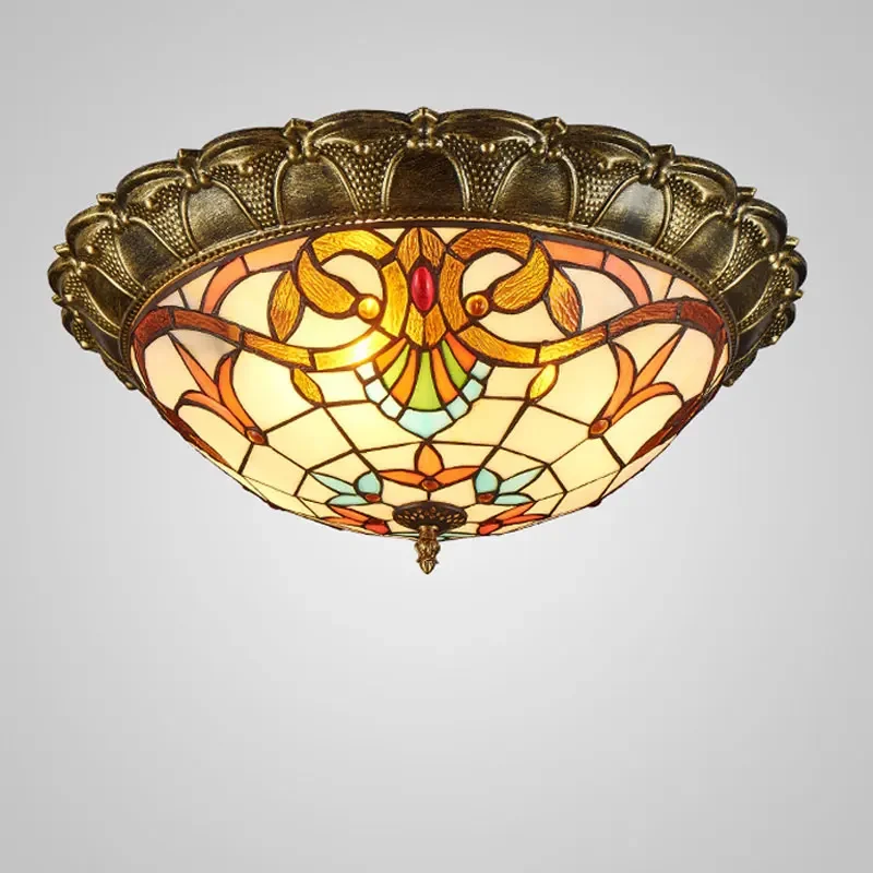 Tiffany Ceiling Lamp Living Room Bedroom European-style Retro Circular Tiffany Lamp Corridor Corridor Balcony LED Lamp