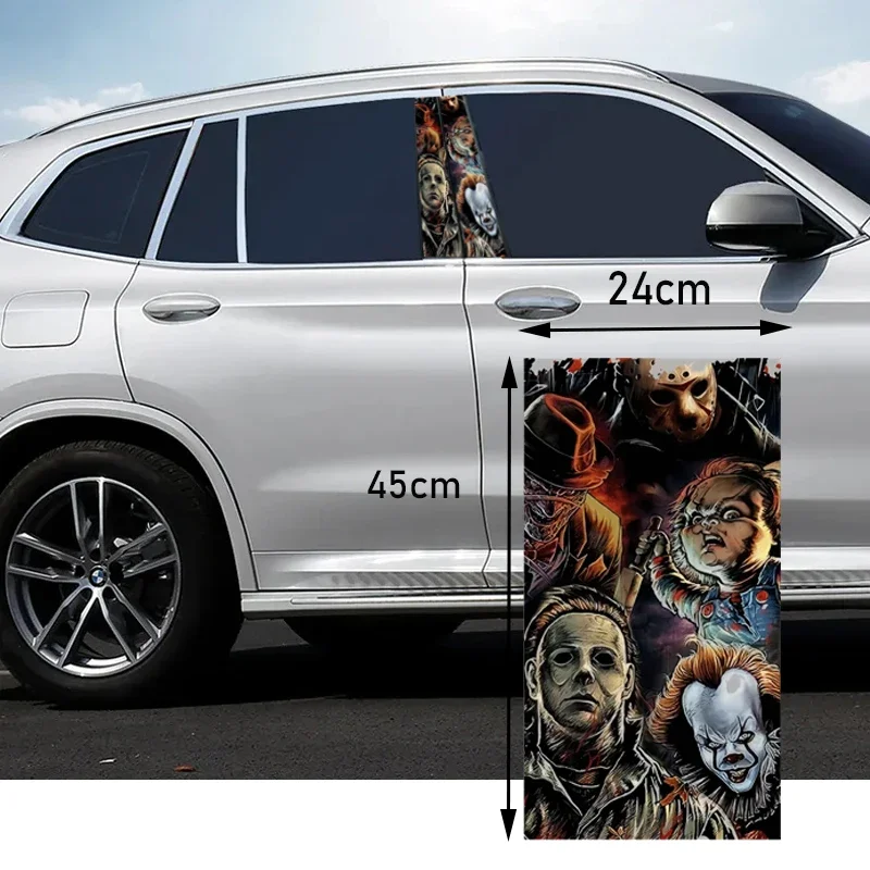 

2/1PCS Halloween Style Skull Car Stickers Funny Auto B Pillar Waterproof Decoration DIY Car Doors Pillar Sunscreen PET Decals