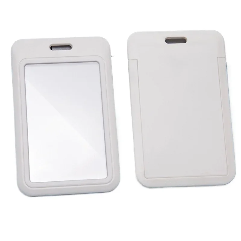 1pc Blank Sliding Cover Push Hard Card Sleeve ABS Plastic Badge Work Permit Employee Id Card Holder