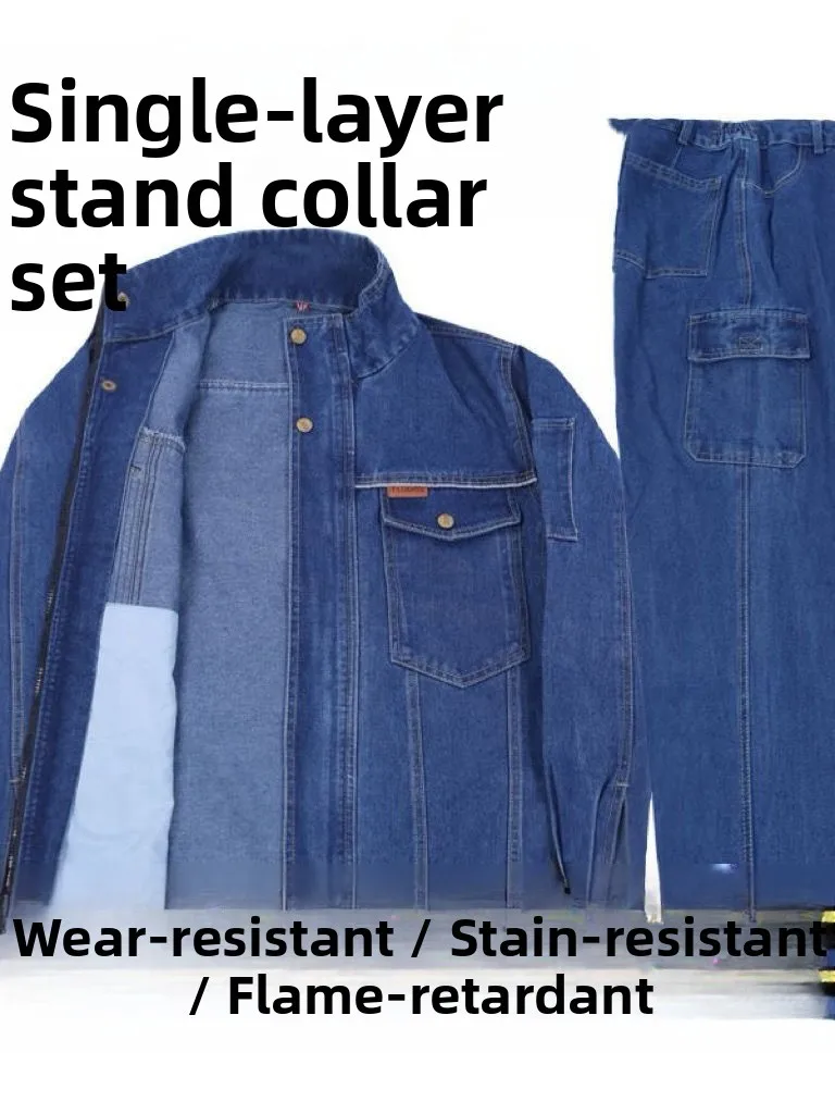 

Thiened Pure Cotton Work orm Set for Men ian And W Anti-Flame Resistant to Dirt Fac Workop Outfit