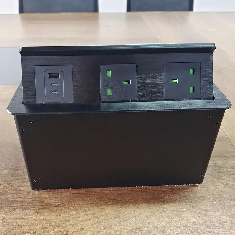 65W USB Ports Hydraulic Retractable Recessed Pop-Up Power Strip Hidden Outlet Table Connection Box 10A Rated NFC Compatible