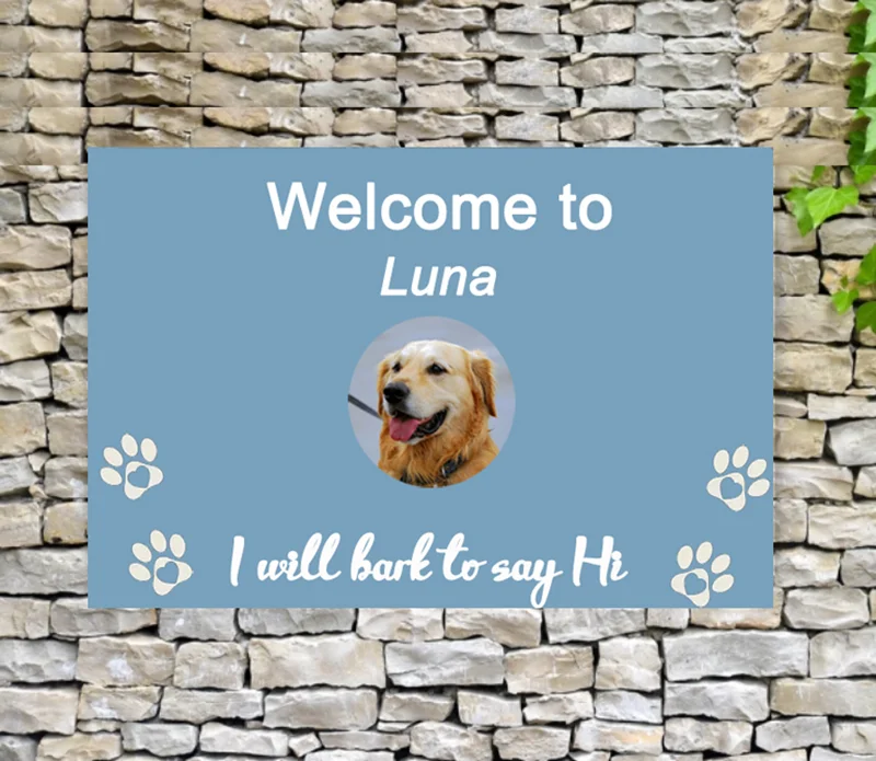 

Personalised Dog House Sign Metal Plaque Custom Puppy Name Photo House Gate Sign Indoor or Outdoor Wall Art Decor Dog Love Gift