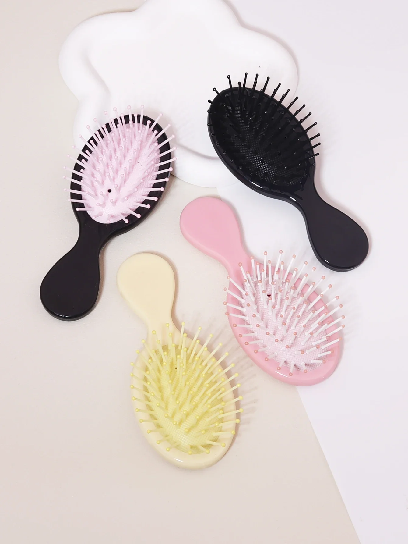 1 قطعة فرشاة شعر صغيرة محمولة للتدليك ومضادة للكهرباء الساكنة ووسادة هوائية كرتونية لطيفة لأدوات العناية بالشعر للفتيات خاصة بشعر مستعار حقيقي