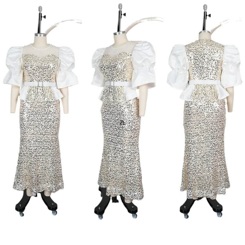 

Elegant plus Size African Sequin Evening Gown Women's Luxury Turkey Wedding Party Dress New 2026 Ladies Fashion