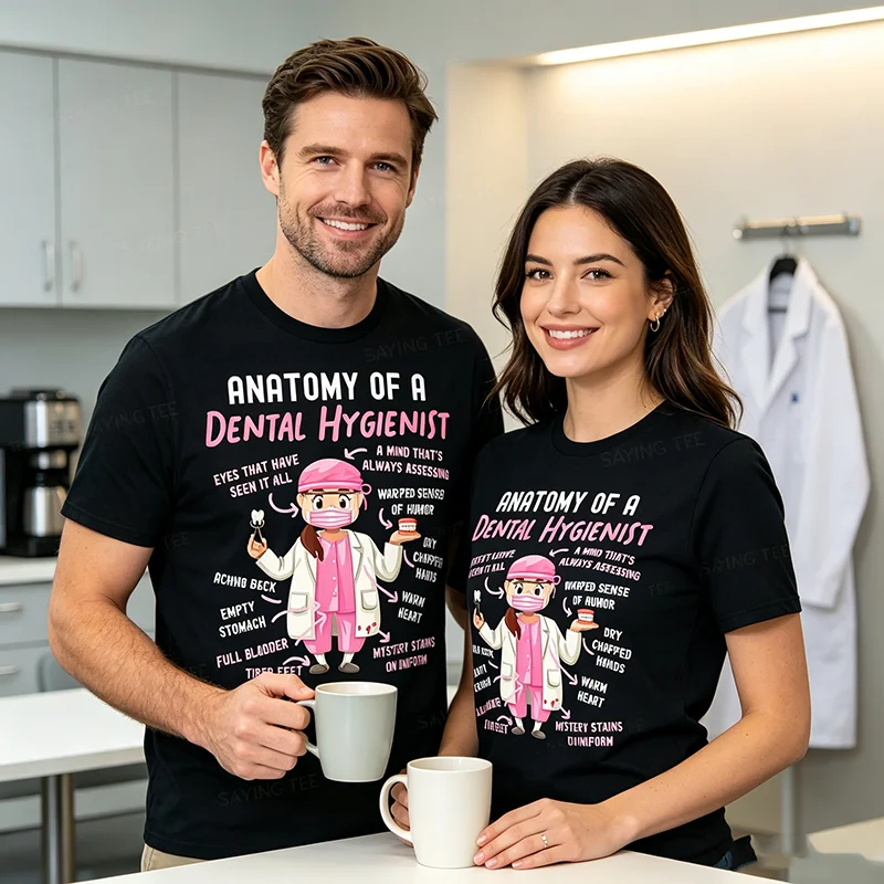 Dentalhygieniker Anatomie T-Shirt Y2k Lustiges Zahnarzt HS0 Grafik Spruch T-Shirt Humor Zahnärzte Personalisierte Weiche Baumwollkleidung – Detail 3