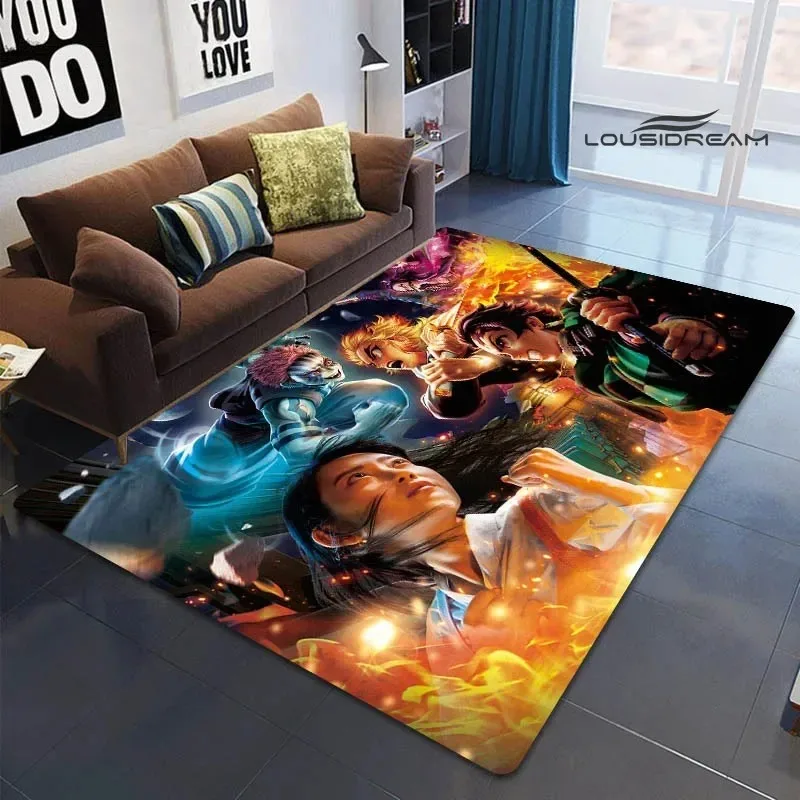 Demon Slayer Printed Carpet for Living Room Decoration Japanese Anime Bedroom Area Rug Non-slip Home Bathroom Floor Mat Washable