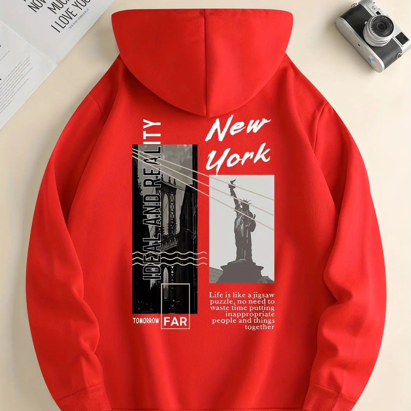 Autumn Hoodie Slogan Printed Long Sleeved Hoodie Unisex Casual Clothing Oversized Streetwear Statue Of Liberty Patterned Clothes