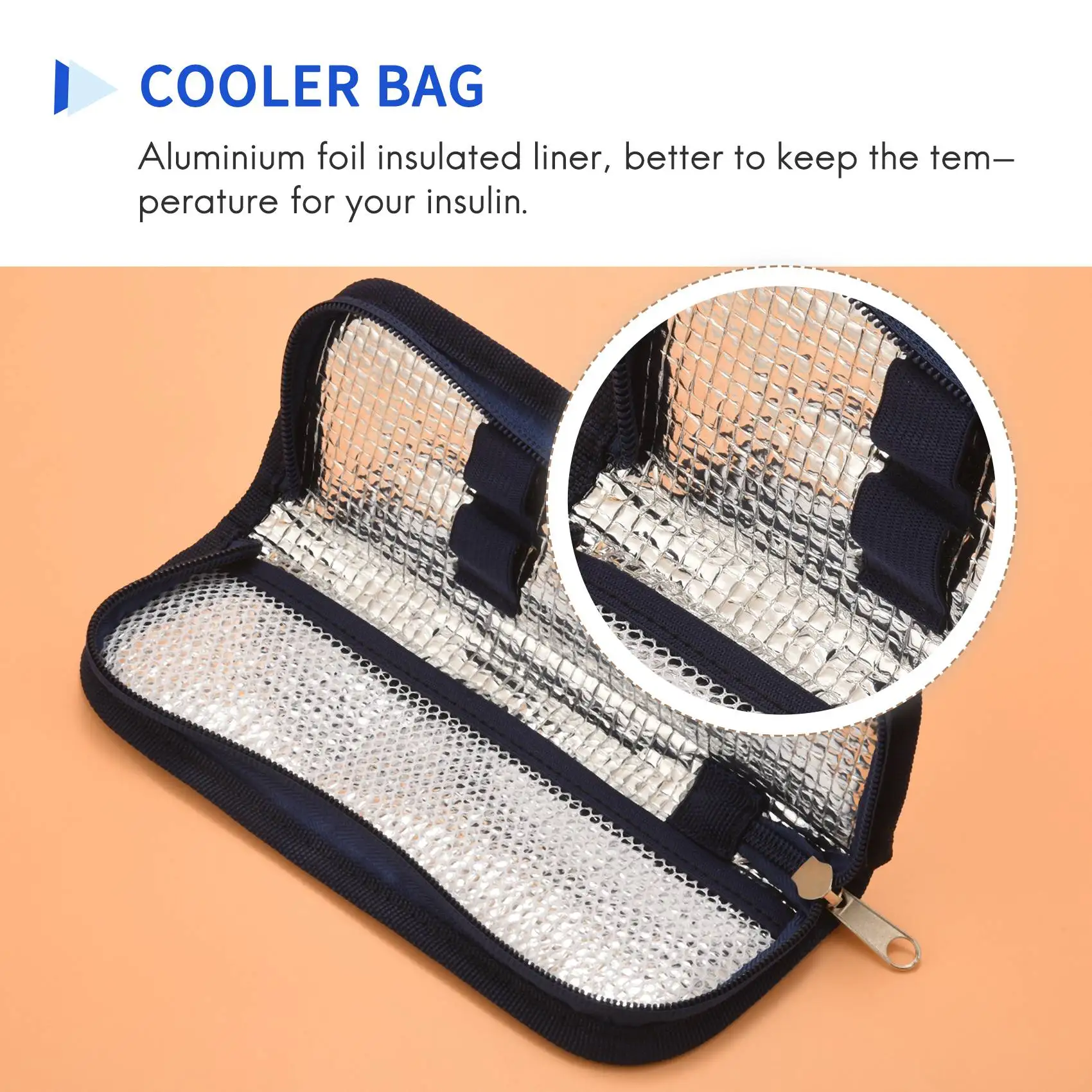 ABQR Insulin Cooler Travel Case Diabetic Medication Organizer Cooler Bag Navy Blue