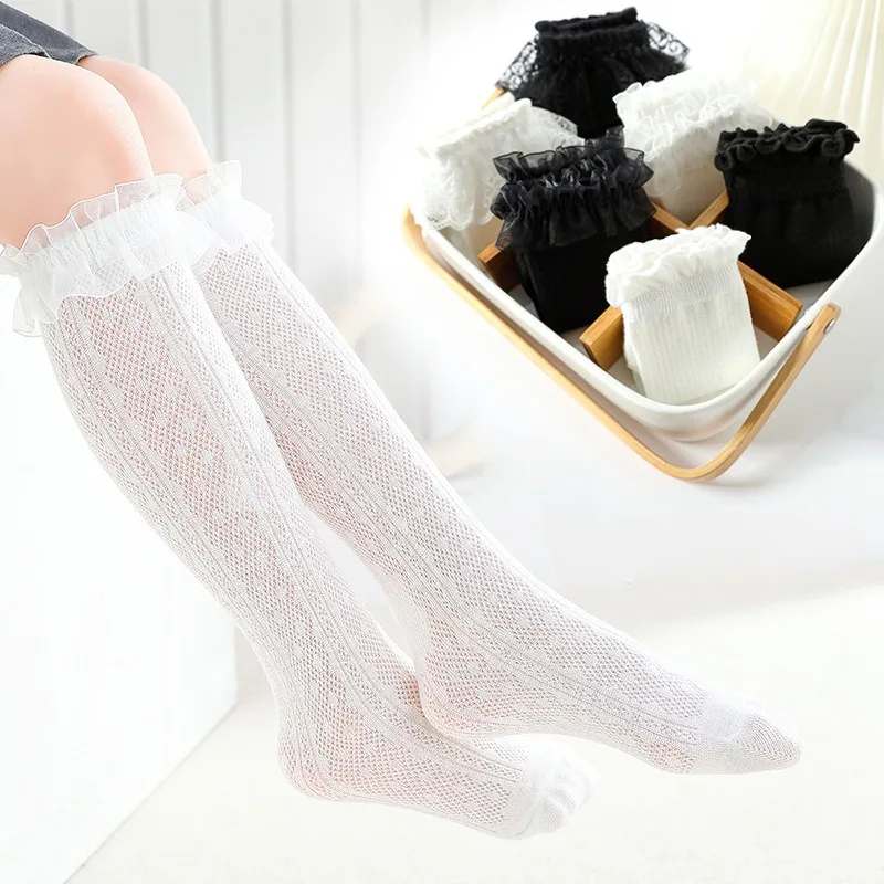 

Kids Girls Summer Thin Mesh Princess Socks Cotton Mosquito Proof Stockings High Elastic Soft Hosiery Daily Casual Wear for Girls