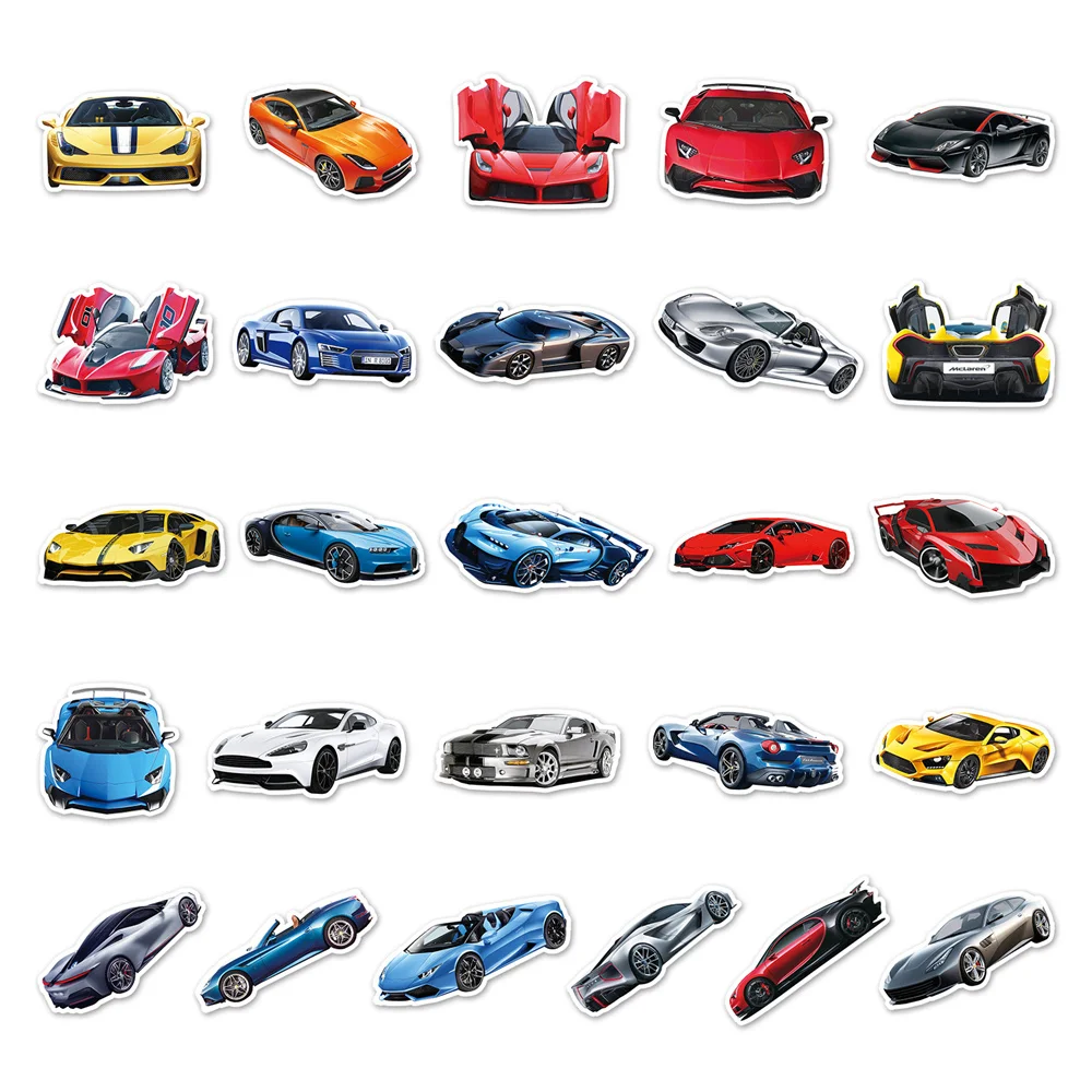 10/30/50PCS New DIY Sports Car Cartoon Personality Creative Computer Suitcase Table Water Cup Car Decoration Waterproof Sticker