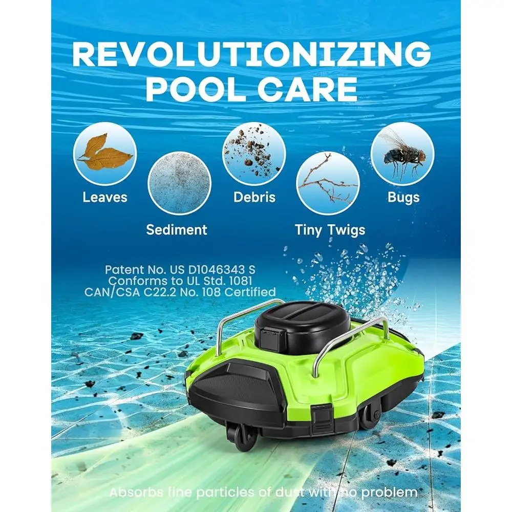 무선 로봇식 수영장 청소기 자동 진공 25 °   등산 120분 배터리 수명 자가 주차 고성능 여과 시스템