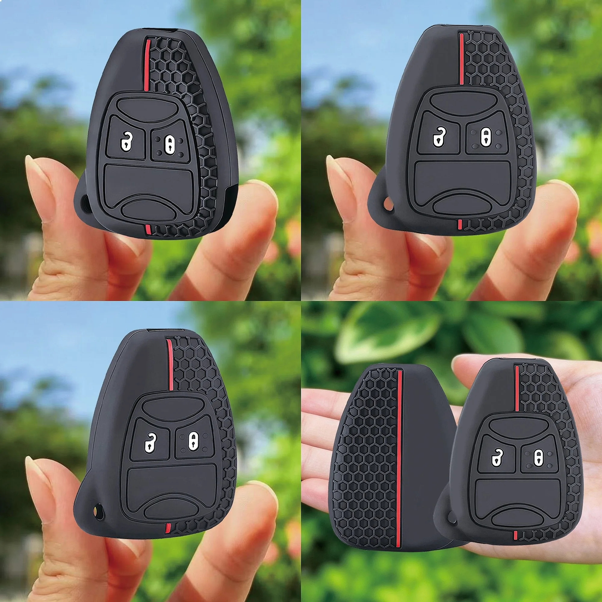 Key Fob Cover For Chrysler Pacifica Aspen 300c Dodge Caravan Jeep Wrangler JK Commander Grand Cherokee Car Key Shell