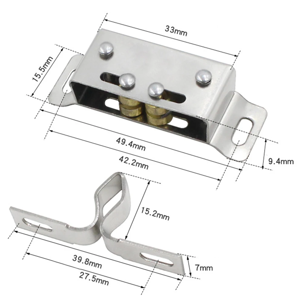 Cabinet Catches Door Close Latch Double Roller Catch Hardware Magnetic Silver Simple To Install Boats Caravans