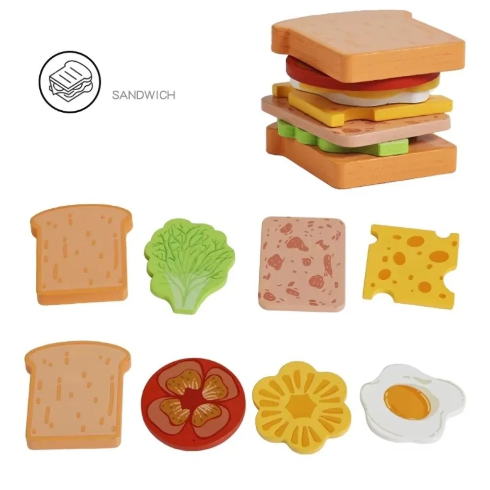 Wooden Pretend Play Kitchen Pretend Play Matching Game Simulation Food Matching Game Stacking Design Montessori Educational