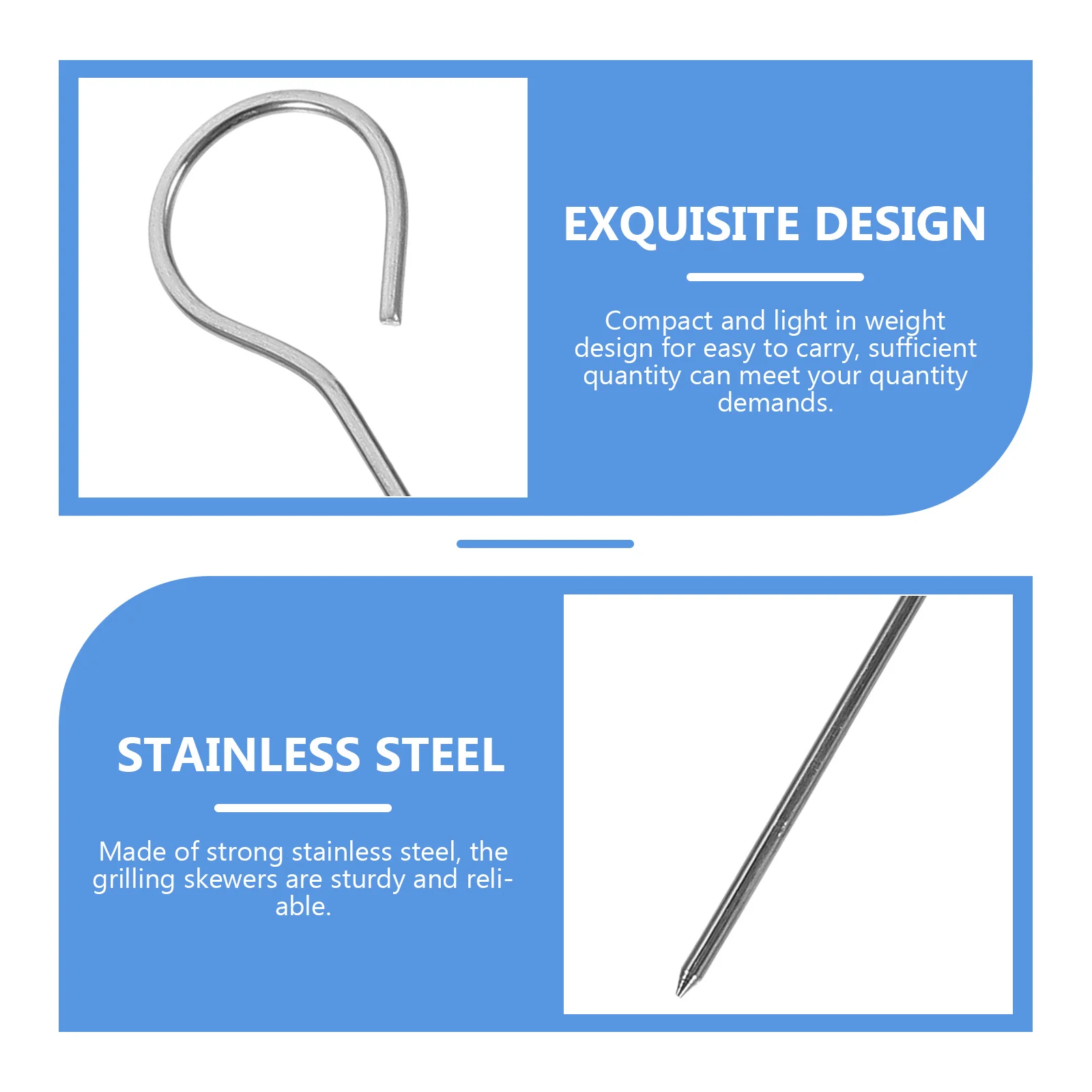 

50Pcs Stainless Steel Barbecue Skewers Heavy Duty Grill Stick for Meat Vegetables Outdoor Bbq Accessories Reusable Rust Proof