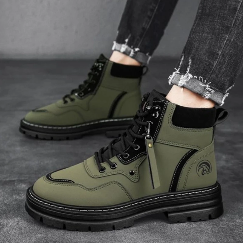 

Мужские высокие ботинки на платформе со шнуровкой, увеличивающие рост, зимняя мужская обувь, распродажа, новая низкая цена, классическая модная обувь в стиле ретро 2025 года