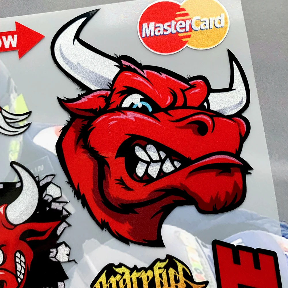 Angry Bull Reflective Motorcycle Sticker Personality Funny Motorcross Helmet Body Decals