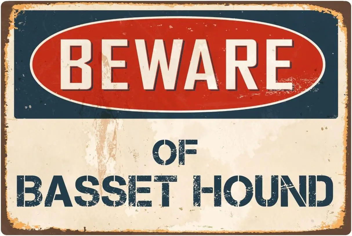 Y1,StickerPirate Beware of Basset Hound 8” x 12” Vintage Aluminum Retro Metal Sign VS038