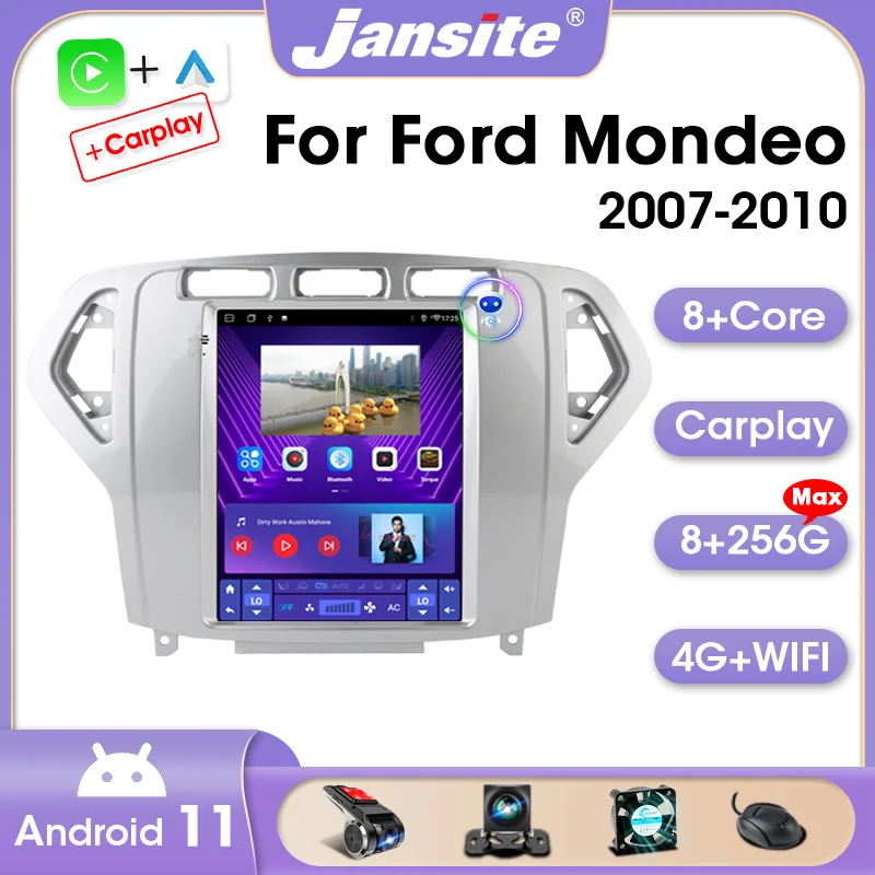 

Jansite 2 Din Car Radio Android 11.0 Multimedia Player For Ford Mondeo mk4 Galaxy A/C 2007-2010 Carplay Stereo RDS Autoradio DSP