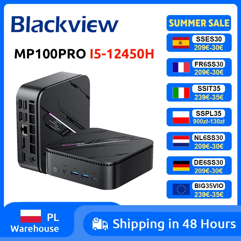 Blackview MP100PRO Intel I5-12450H NEW Mini PC Windows 11 8-Core 12-thread 16GB+512GB / 1TB WiFi 6 Mini Computer PC BT5.2