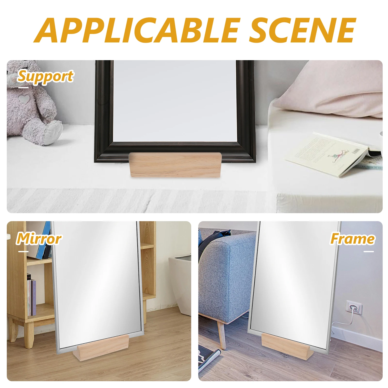 

Bracket Floor Mirror Base White Full Body Length Stand Solid Wood Standing Holder