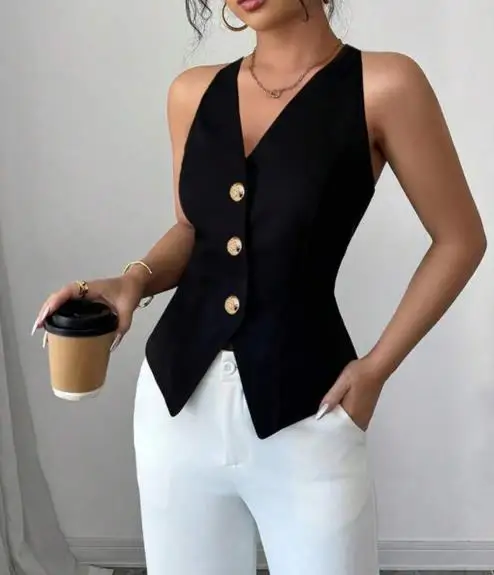 気質ハンギングネックベスト 2025 夏 セクシー バックレス キャミソール カーディガン レディース