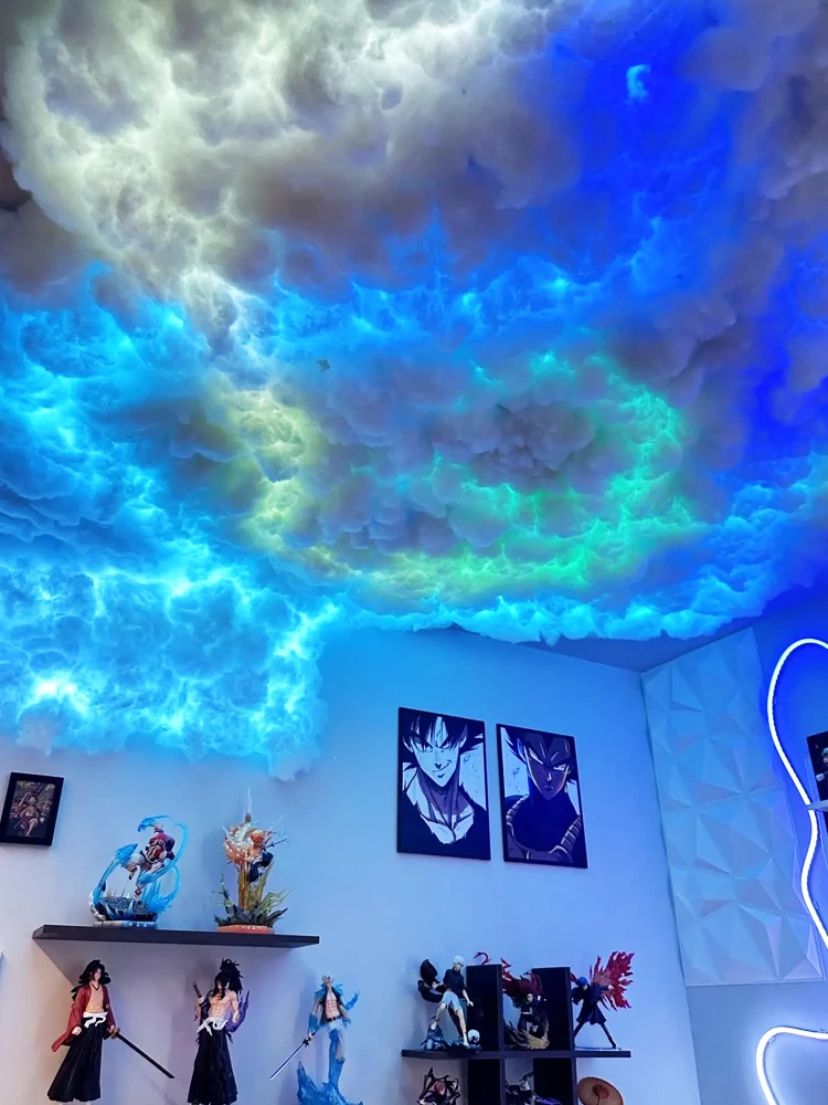 Colorful thundercloud lantern indoor cloud atmosphere lightning dark cloud decorative lights e-sports room script kill DIY