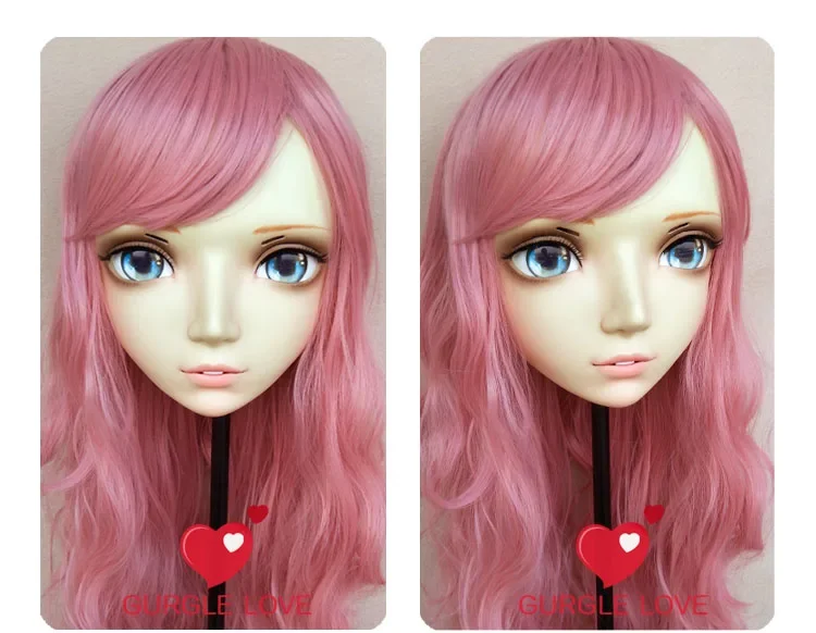 (GL079) Sweet Girl Resin Half Head BJD Kigurumi Mask With Eyes Cosplay Anime Role Lolita Mask Crossdress Doll