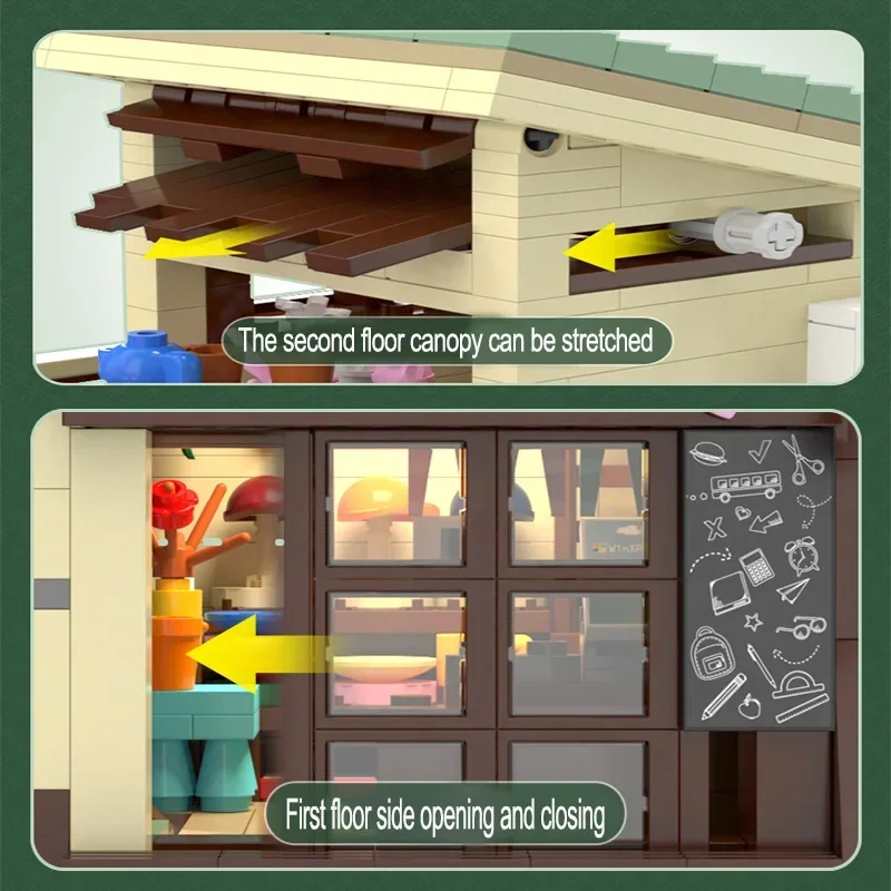 CaDa LED ville Style japonais épicerie maison blocs de construction Double pont Duplex Architecture briques jouets pour enfant cadeaux