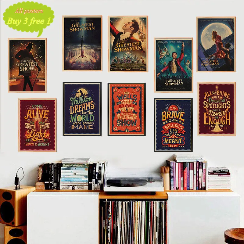 The Greatest Showman Kraft Paper Poster Wall Art Retro Movie Posers Clear Image Home Decoration Wall Stickers