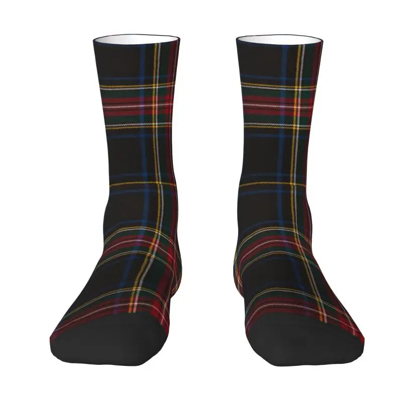

Custom Fashion Printed Luxury Black Tartan Plaid Socks Stretch Summer Autumn Winter Geometric Gingham Check Texture Crew Socks