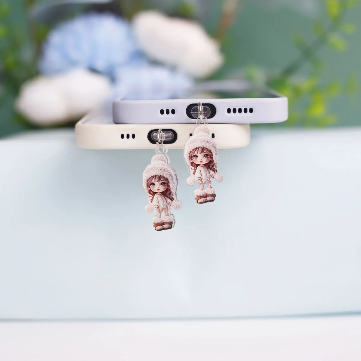 Mobile Phone Dust plug Pendant Cute and Beautiful Girl Acrylic Accessories Decoration for iPhone Type-C Port Dust plug Pendant