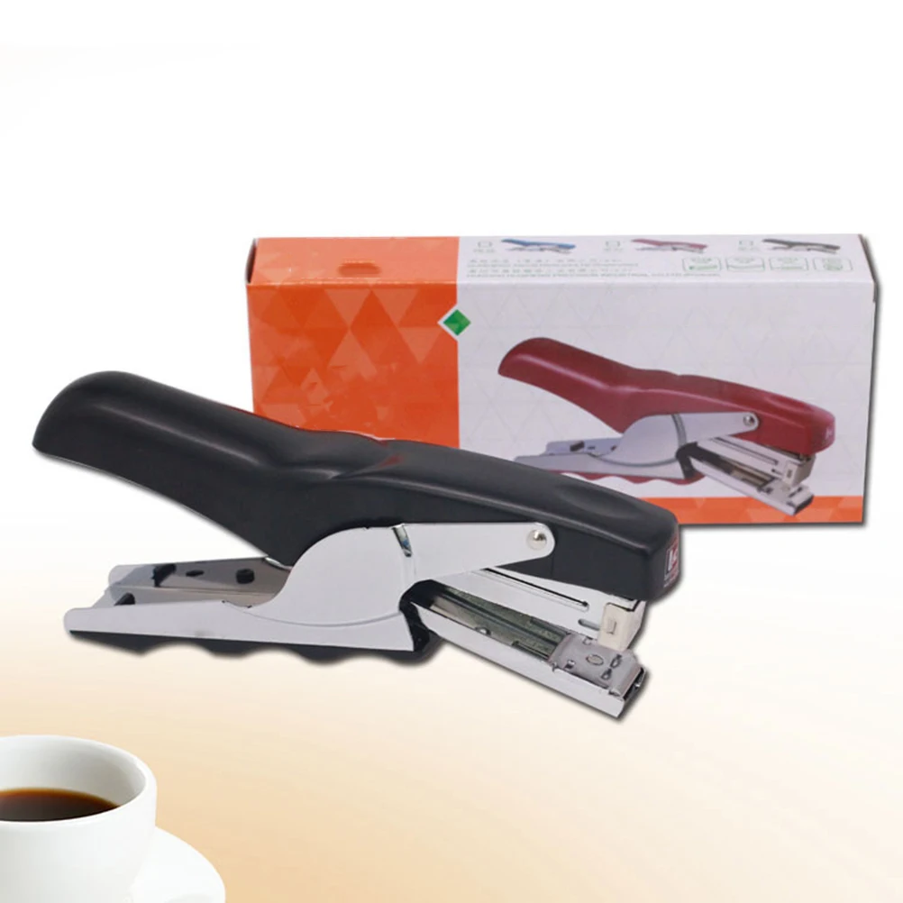 

Heavy Duty Plier Stapler Hand Grip Type Metal Stapler Easy Loading Long Staple Box For Office School Warehouse Black