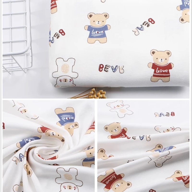 High Quality Soft Pure Cotton Kids Printed Knitted Fabric For Cartoon Kids Clothing Blankets DIY Sewing Fabric 185g/m²  TJ9868