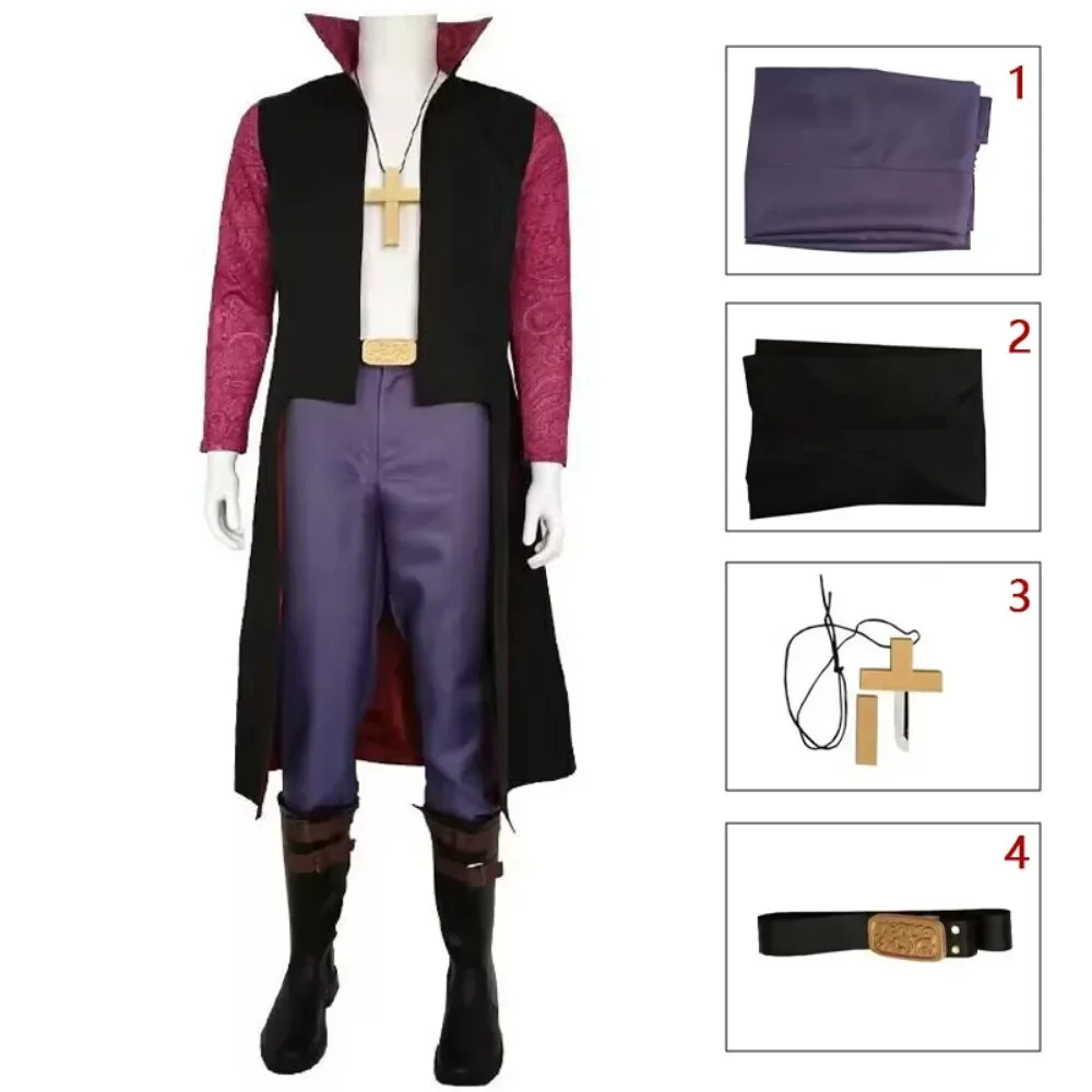 

Anime Dracule Mihawk Cosplay Costume Trench Coat Outfit for Men Uniform Halloween Christmas Carnival Party Full Set Role Play