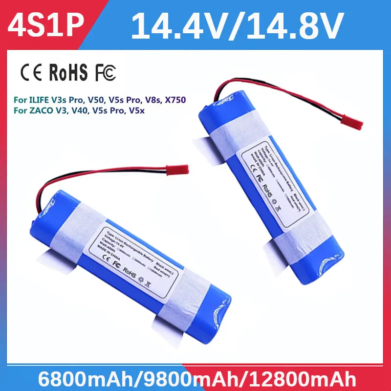 

14.4V 9800mAh Li-lion Battery for ILIFE V3s Pro V5s Pro V8s V8 Plus V80 V80 Max V80 Pro,V3s Max 18650 12800mAh 14.4V PX-B010