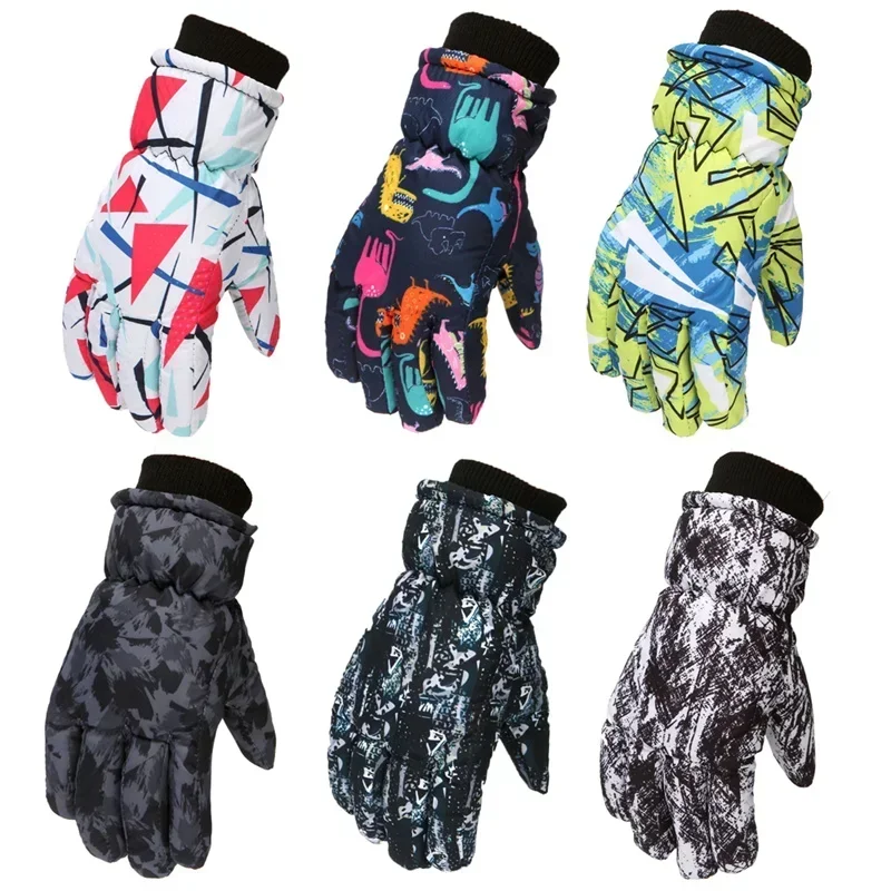 Thermal Children Ski Gloves Winter Outdoor Waterproof Windproof Fleece Warm Child Snowboard Winter Snow Gloves for Skiing Riding