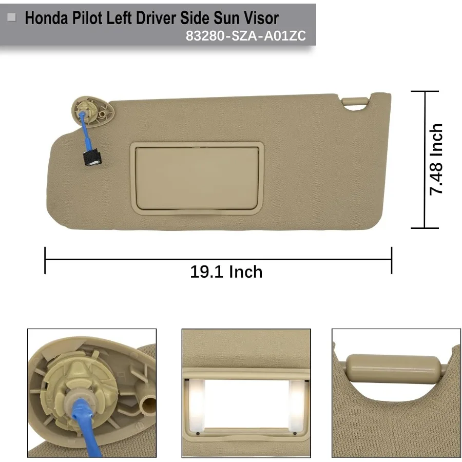 استبدال حاجب الشمس الجانبي للسائق والركاب لهوندا بايلوت 20092015 مع حماية محسنة من الأشعة فوق البنفسجية وتصميم قابل للتعديل يناسب