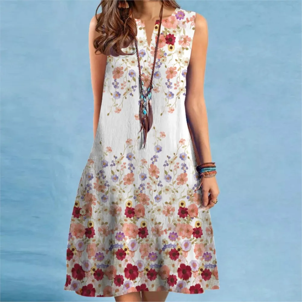 Vintage Ethnic Style Printed Dress 2026 New Women's Fashion Bohemian Style Beach Sleeveless Party Elegant And Sexy Dress Vestido