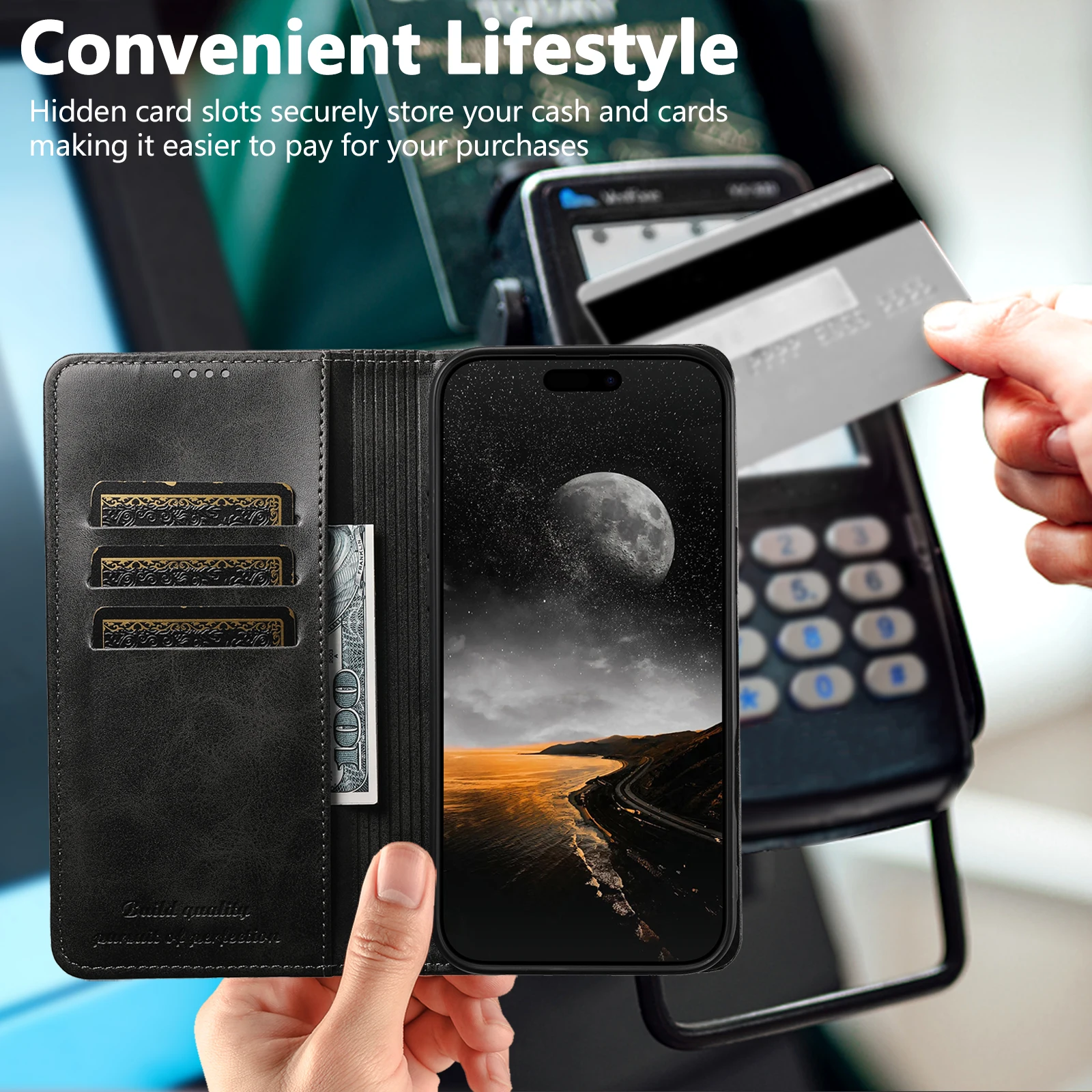 Роскошный кожаный чехол SUTENI – обзор и цена Leather Folio Wallet Case