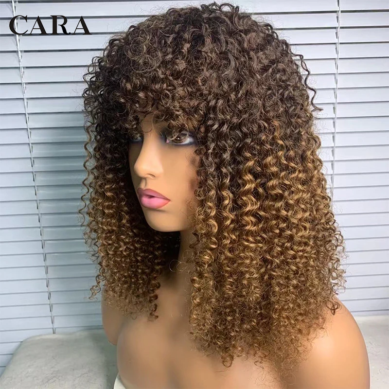 3c 4a cabelo curto afro kinky encaracolado perucas com franja peruca loira brasileira com franja perucas de cabelo humano cara