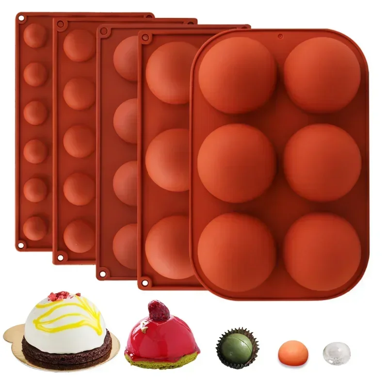 6/8/15/24 otwory półkulista kula okrągła silikonowa forma 3D Brownie Pudding mus czekoladowy deser DIY pieczenie narzędzie do dekoracji ciast
