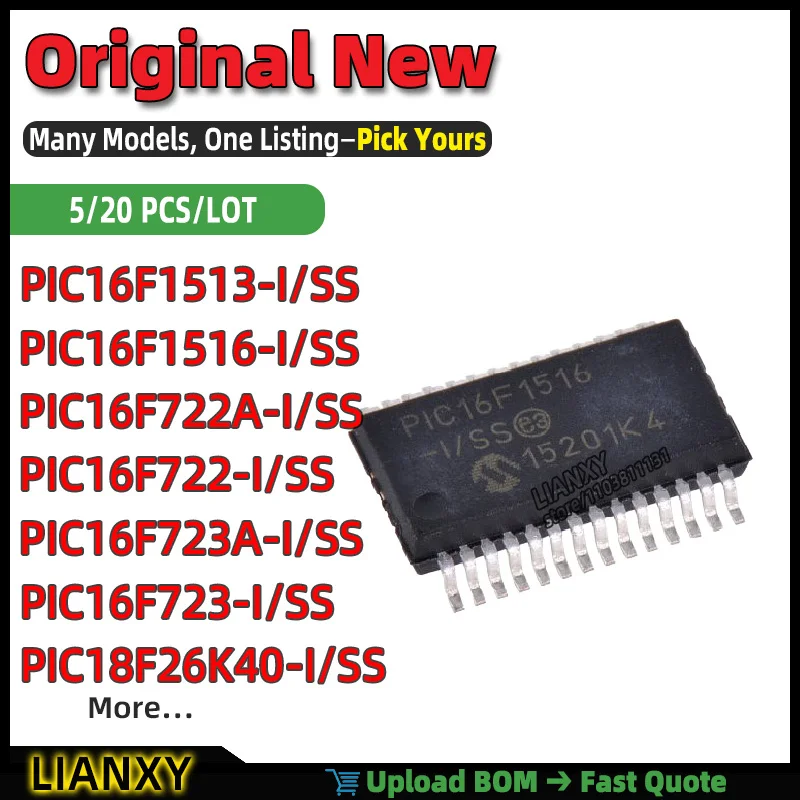 PIC16F1516-I/SS PIC16F723A-I/SS PIC16F723-I/SS PIC16F722-I/SS PIC16F1513-I/SS PIC16F722A-I/SS PIC18F26K40-I/SS SSOP-28