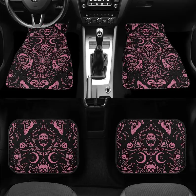 Whimsigoth Car Mats Skulls Moths Gothcore Car Mats Gothic Car Accessories Creepy Custom Car Mats Pastel Witchcore